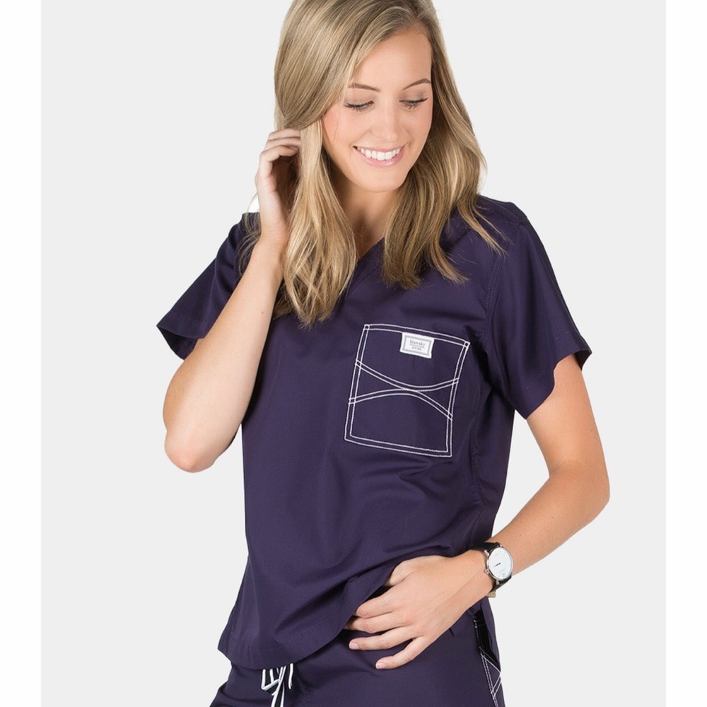 Blue Sky Classic Shelby Scrubs Set Eggplant Size XL